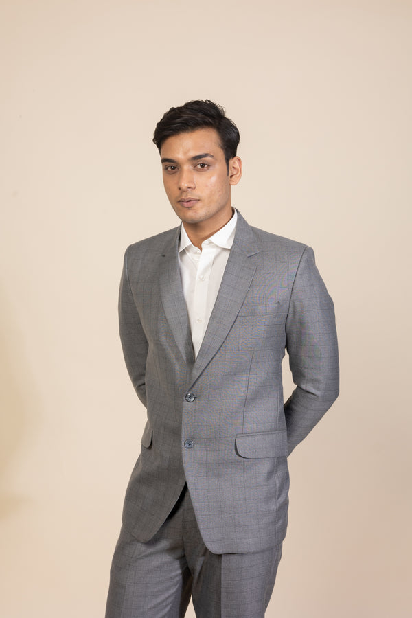 Grey classic suit set for men